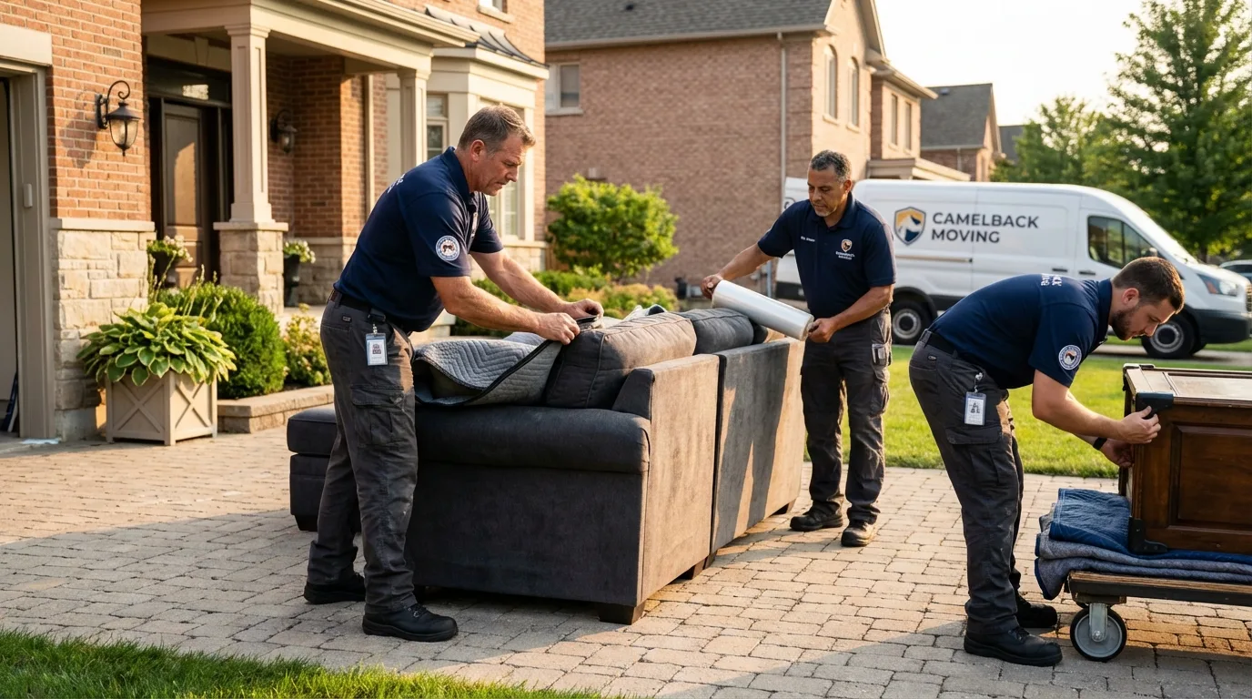 Large estate moving crew wrapping furniture in Bethel, OH